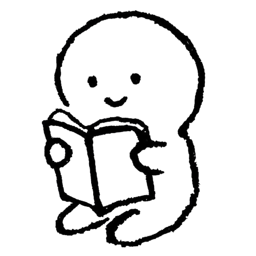 Stick figure reading a book.