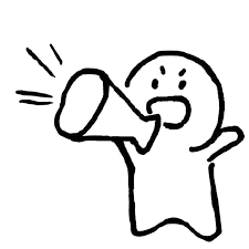 Stick figure shouting into a megaphone.